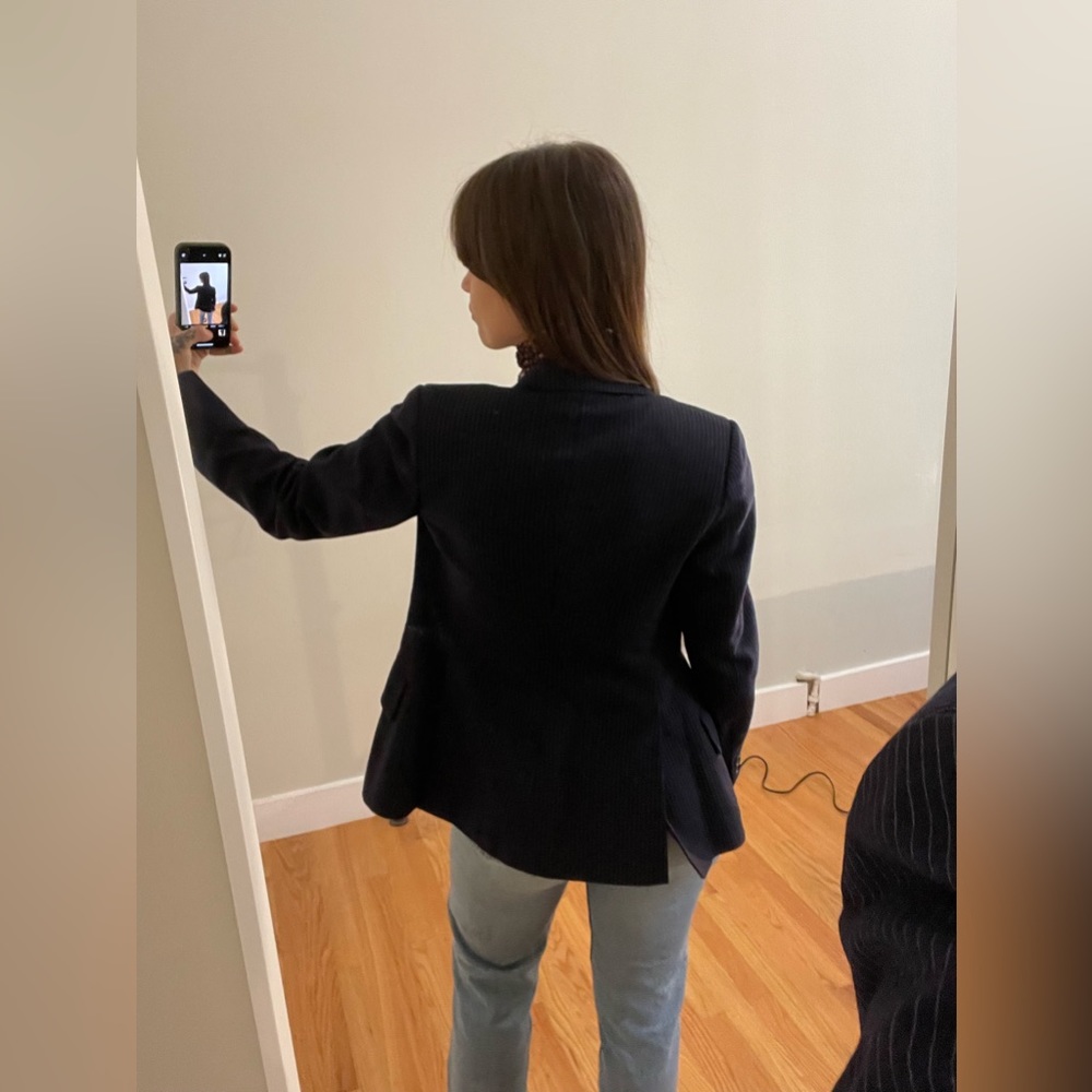 Vintage Structured Striped Wool Blazer - image 4